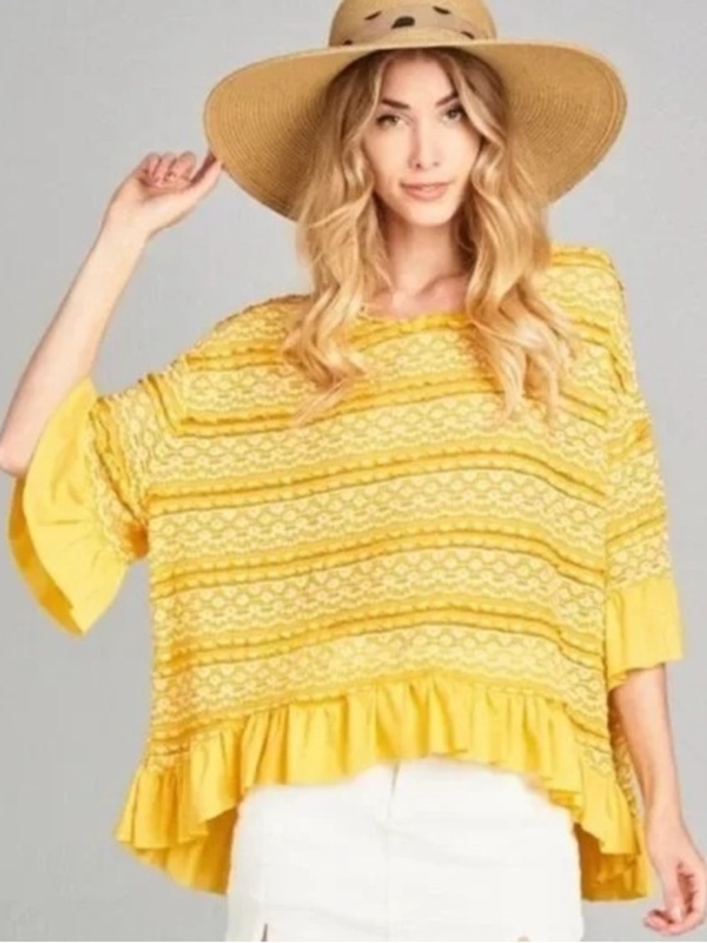 Umgee | Mustard Yellow Lace with Ruffle Trim - Picture 10 of 10